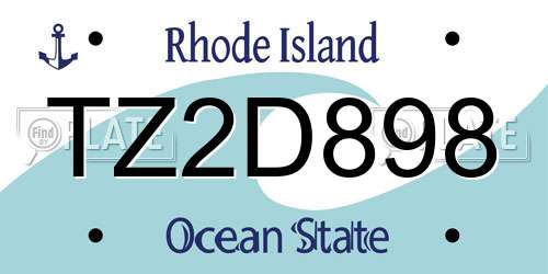 TZ2D898 Rhode Island License Plate