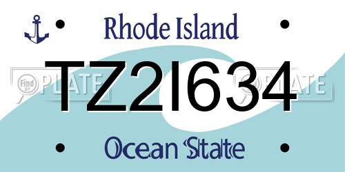 TZ2I634 Rhode Island License Plate