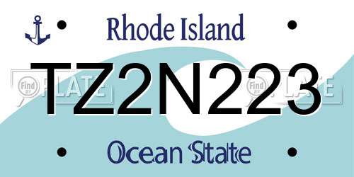 TZ2N223 Rhode Island License Plate