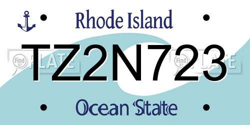 TZ2N723 Rhode Island License Plate