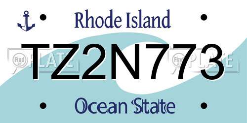 TZ2N773 Rhode Island License Plate