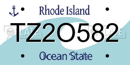 TZ2O582 Rhode Island License Plate
