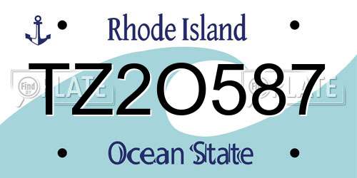 TZ2O587 Rhode Island License Plate