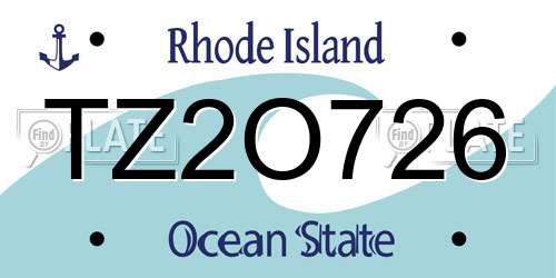 TZ2O726 Rhode Island License Plate