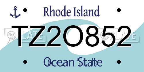 TZ2O852 Rhode Island License Plate