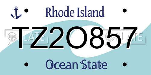 TZ2O857 Rhode Island License Plate