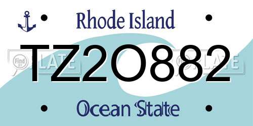 TZ2O882 Rhode Island License Plate
