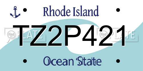TZ2P421 Rhode Island License Plate