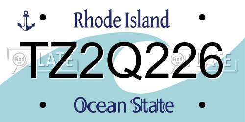 TZ2Q226 Rhode Island License Plate
