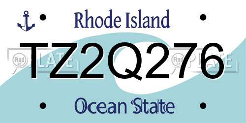 TZ2Q276 Rhode Island License Plate