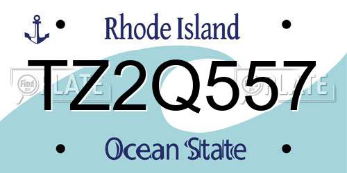 TZ2Q557 Rhode Island License Plate