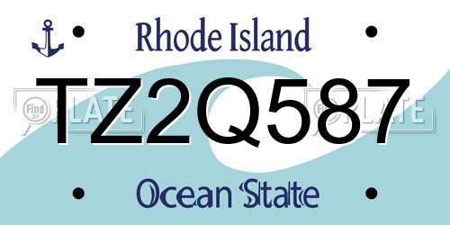 TZ2Q587 Rhode Island License Plate
