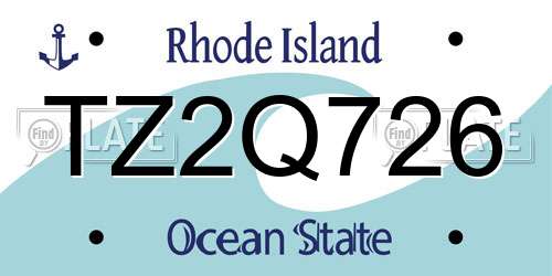 TZ2Q726 Rhode Island License Plate