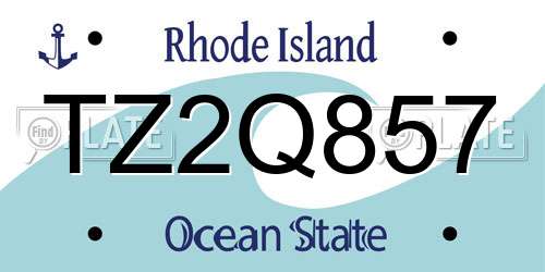 TZ2Q857 Rhode Island License Plate