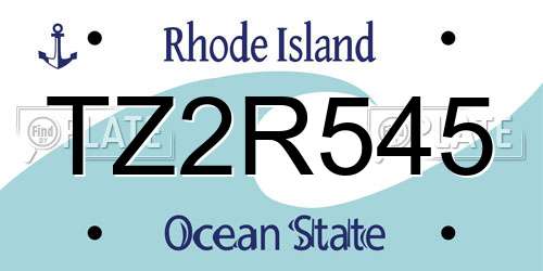 TZ2R545 Rhode Island License Plate