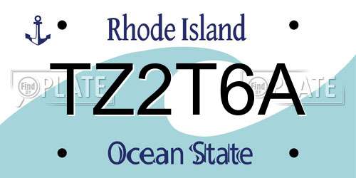 TZ2T6A Rhode Island License Plate