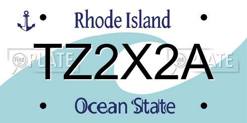 TZ2X2A Rhode Island License Plate