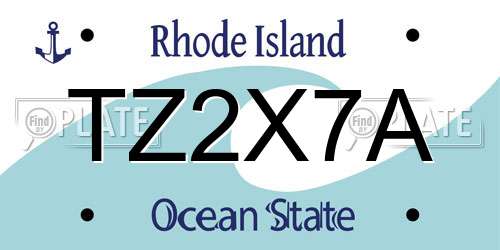 TZ2X7A Rhode Island License Plate