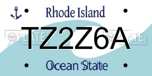 TZ2Z6A Rhode Island License Plate