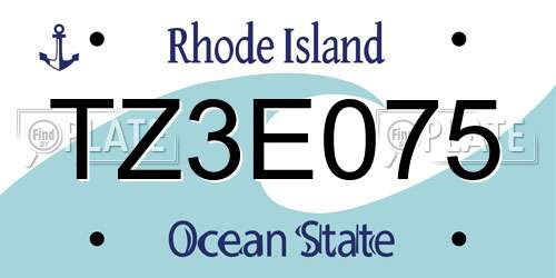 TZ3E075 Rhode Island License Plate