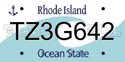 TZ3G642 Rhode Island License Plate