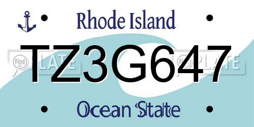 TZ3G647 Rhode Island License Plate