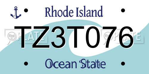 TZ3T076 Rhode Island License Plate