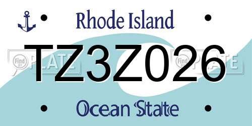 TZ3Z026 Rhode Island License Plate