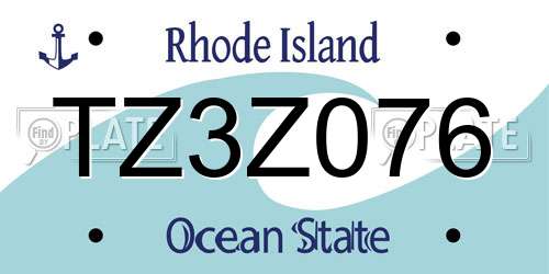 TZ3Z076 Rhode Island License Plate
