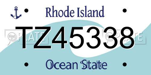 TZ45338 Rhode Island License Plate