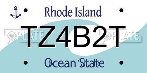 TZ4B2T Rhode Island License Plate