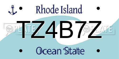 TZ4B7Z Rhode Island License Plate