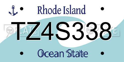 TZ4S338 Rhode Island License Plate