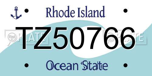 TZ50766 Rhode Island License Plate