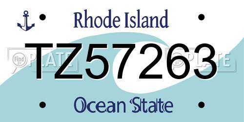 TZ57263 Rhode Island License Plate