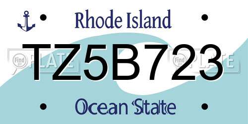 TZ5B723 Rhode Island License Plate