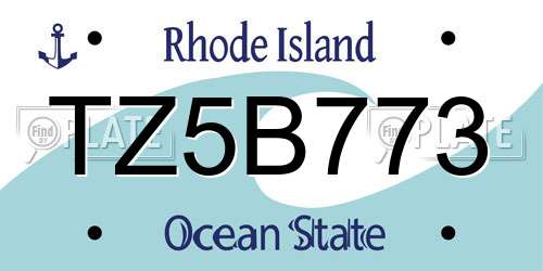 TZ5B773 Rhode Island License Plate