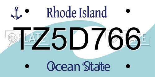 TZ5D766 Rhode Island License Plate