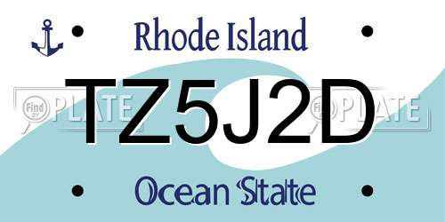 TZ5J2D Rhode Island License Plate