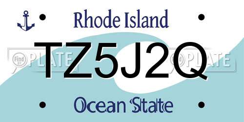TZ5J2Q Rhode Island License Plate