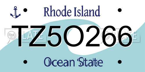 TZ5O266 Rhode Island License Plate