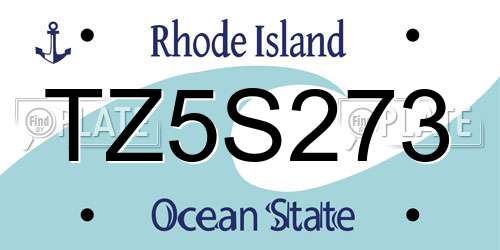 TZ5S273 Rhode Island License Plate