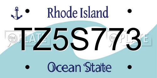 TZ5S773 Rhode Island License Plate