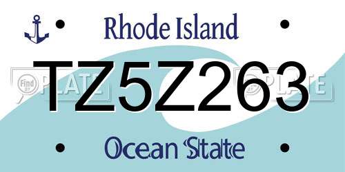 TZ5Z263 Rhode Island License Plate