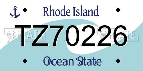 TZ70226 Rhode Island License Plate
