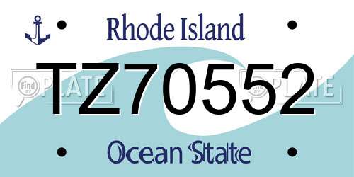 TZ70552 Rhode Island License Plate