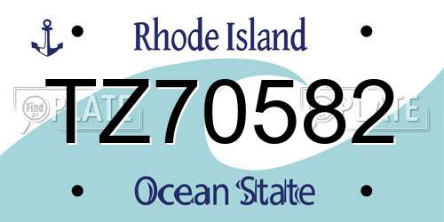 TZ70582 Rhode Island License Plate
