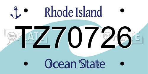TZ70726 Rhode Island License Plate