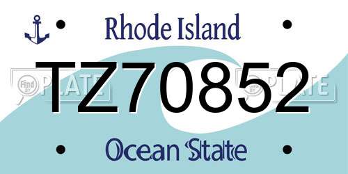 TZ70852 Rhode Island License Plate