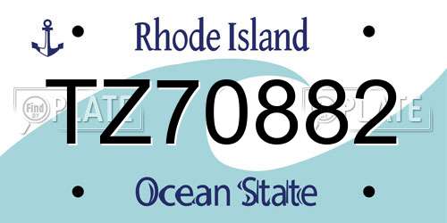 TZ70882 Rhode Island License Plate